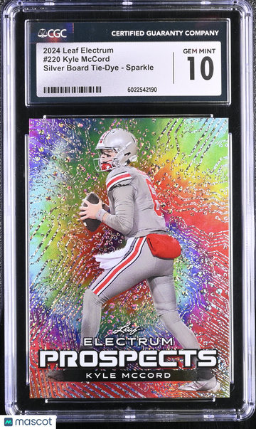 2024 Leaf Electrum Kyle McCord #220 Silver Board Tie-Dye - Sparkle /25 CGC 10