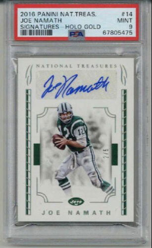 2016 PANINI NATIONAL TREASURES SIGNATURES HOLO JOE NAMATH 2/5 PSA 9