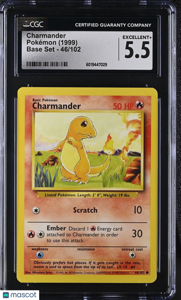 1999 Pokémon Base Set Charmander CGC 5.5 #46/102