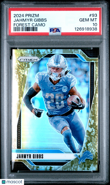 2024 Panini Prizm Jahmyr Gibbs #93 Forest Camo PSA 10