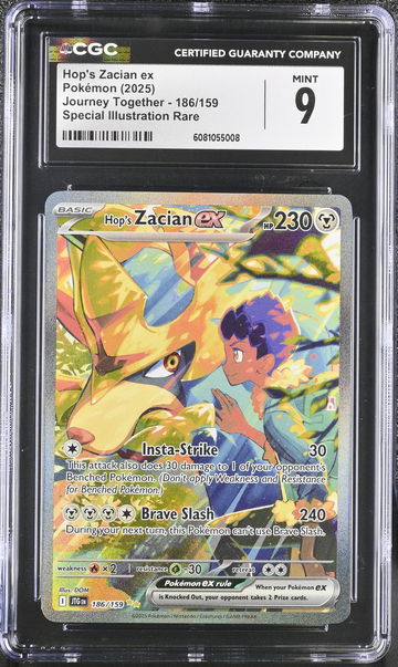 2025 Pokemon #186/159 Hop's Zacian ex Journey Together CGC 9