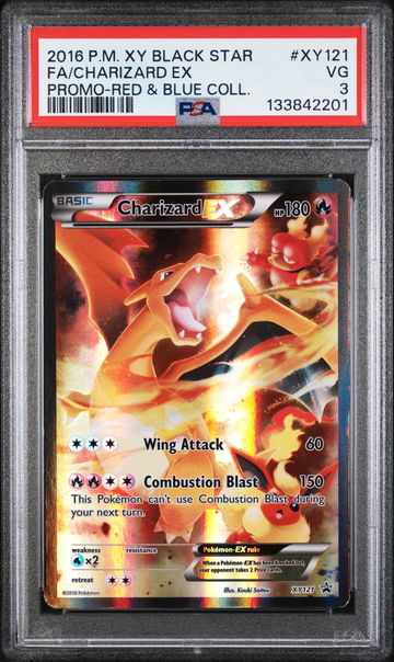 2016 Pokemon XY Black Star Promo Red and Blue Collection Charizard Ex #XY121 PSA 3