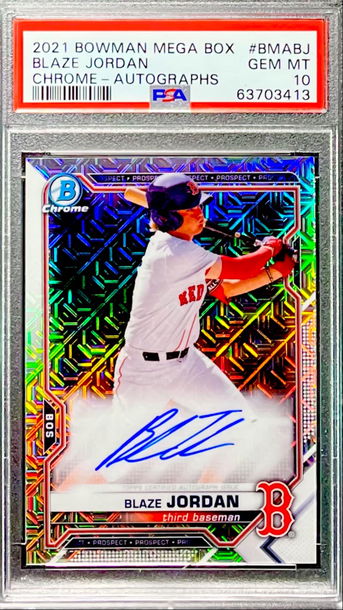 2021 BOWMAN CHROME MEGA BOX BLAZE JORDAN ROOKIE RC MOJO AUTO PSA 10 SP LOW POP