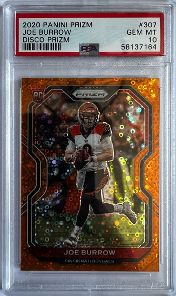 2020 Panini Prizm Joe Burrow Orange Disco Prizm PSA 10