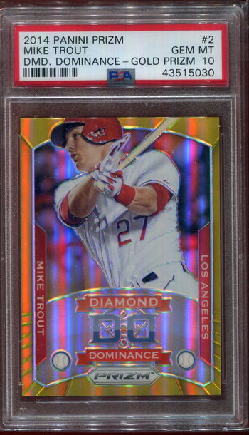 2014 Panini Prizm Diamond Dominance #2 Mike Trout Gold Prizm SSP /10 RARE POP 1 PSA 10 GEM MINT
