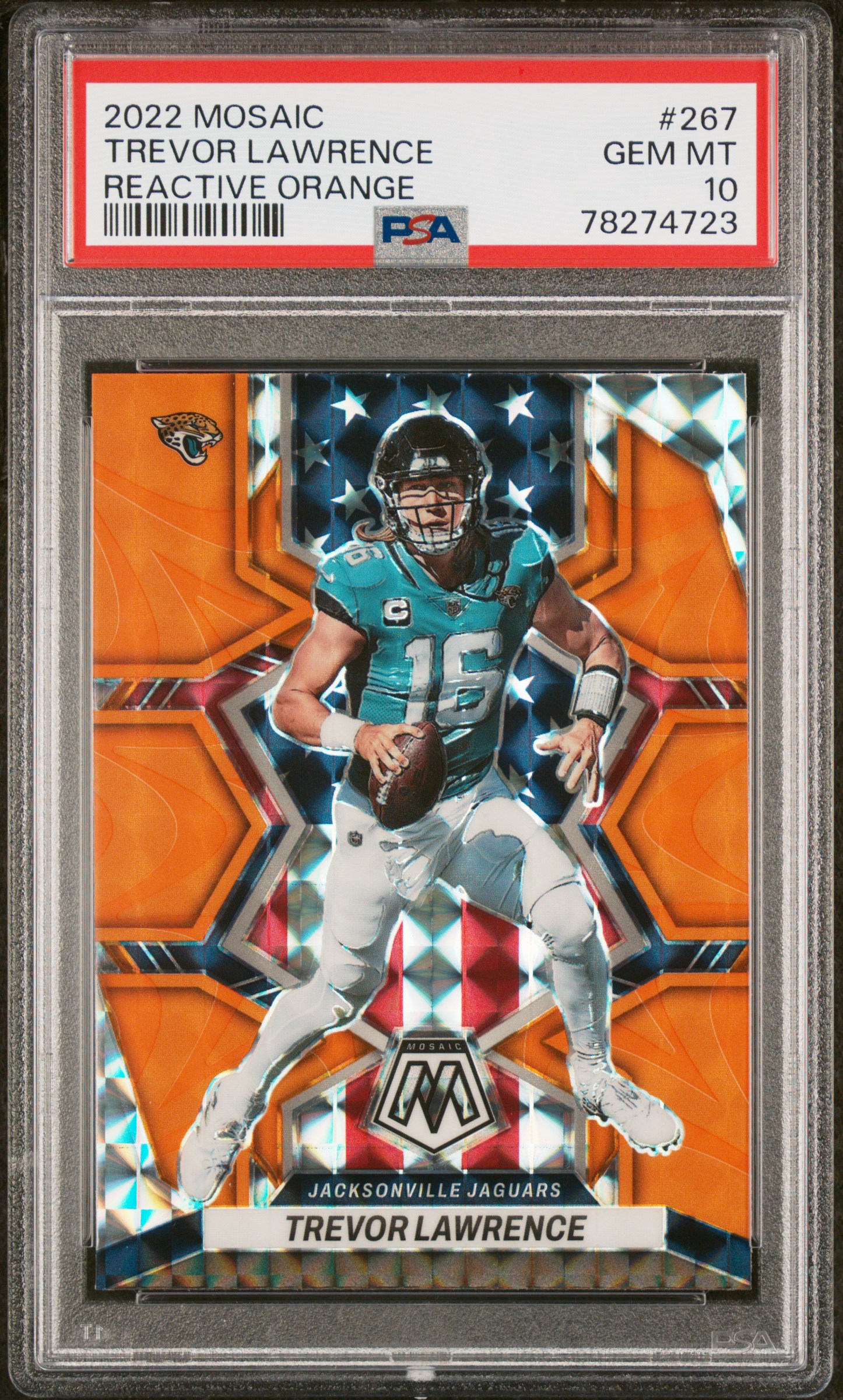 2022 Panini Mosaic Trevor Lawrence #267 Reactive Orange PSA 10