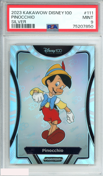 2023 KAKAWOW DISNEY100 WONDROUS CHARACTER PINOCCHIO #111 SILVER HOLO PSA 9 MINT