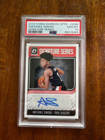 2018-19 Optic Signatures Series Anfernee Simons PSA 10