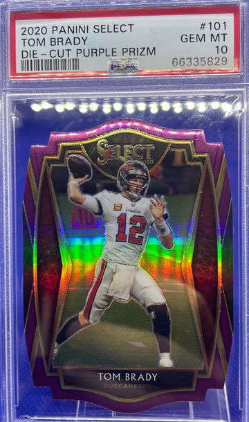 TOM BRADY 2020 SELECT DIE CUT PURPLE PREMIER PRIZM #101 PSA 10 GEM MINT BUCS SP