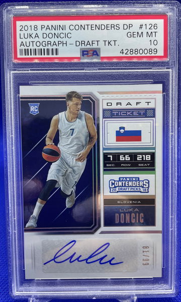 2018-19 Luka Doncic Panini Contenders Draft Rookie Auto /99 PSA 10 Gem Mint SP