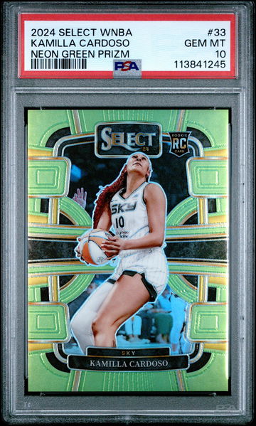 2024 Panini Select WNBA Neon Green Prizm Kamilla Cardoso #33 /75 PSA 10