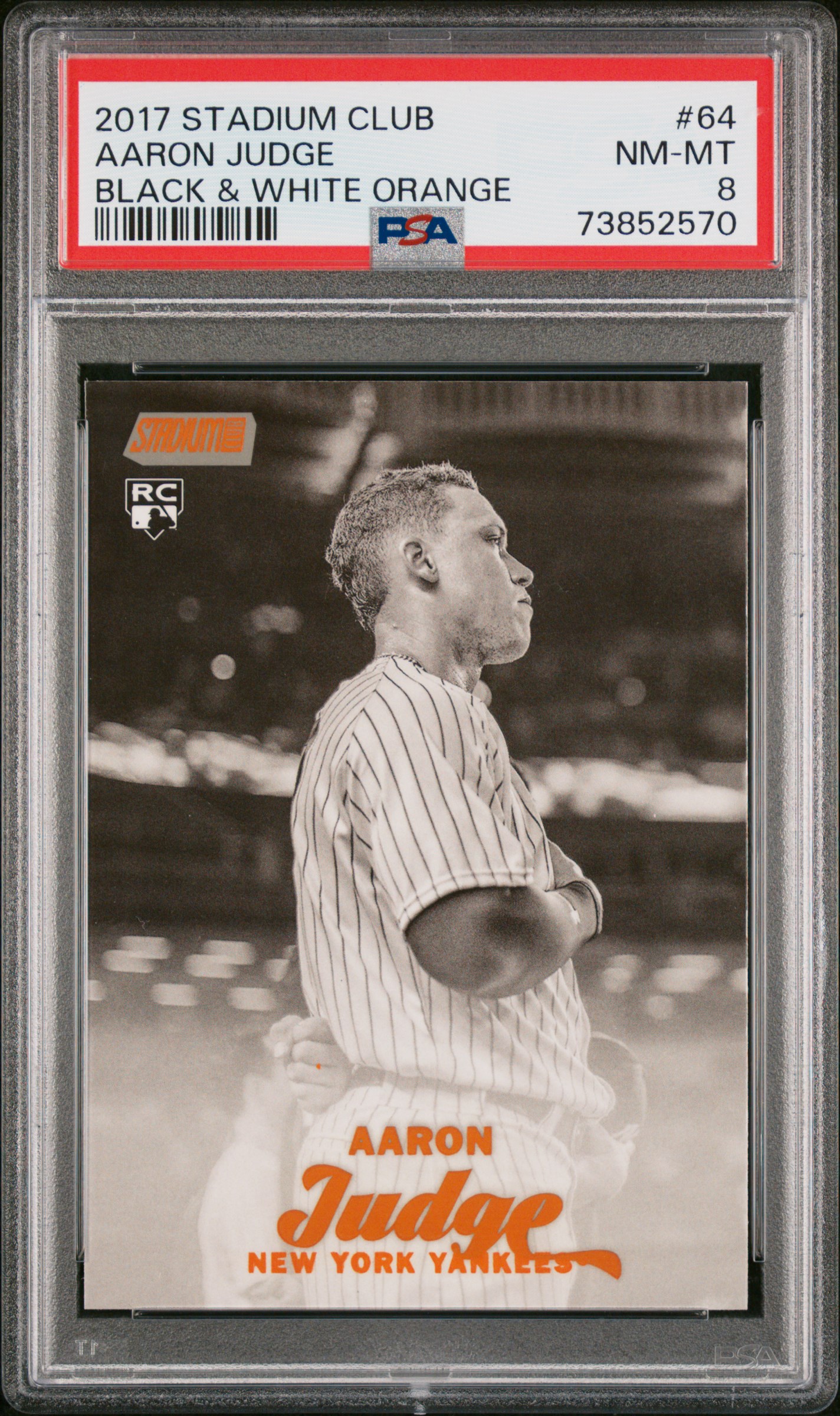 2017 Stadium Club Aaron Judge #64 Black & White Orange PSA 8