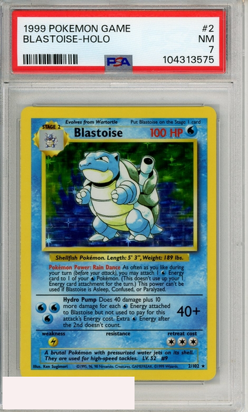 1999 POKEMON GAME BLASTOISE-HOLO #2 PSA 7 NM