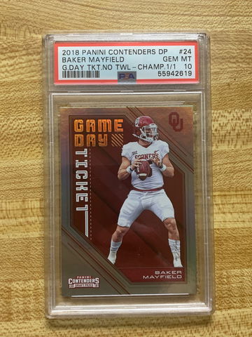 2018 Panini Contenders DP Baker Mayfield Gameday Ticket No Towel 1/1 PSA 10 Gem Mint