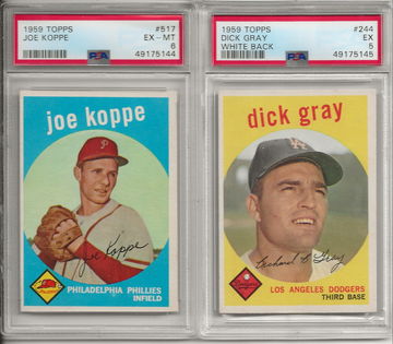 1959 Topps Joe Koppe #517 Phillies Dick Gray #244 Dodgers LOT 