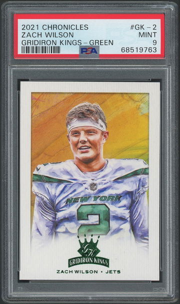 2021 Chronicles Gridiron Kings Zach Wilson GK-2 Green Parallel - PSA Mint 9