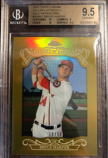 BRYCE HARPER 2015 TOPPS CHROME GALLERY OF GREATS GOLD REFRACTOR /50 BGS 9.5