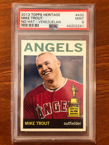 2013 Topps Heritage Mike Trout No Hat - Venezuelan SSP PSA 9 MINT