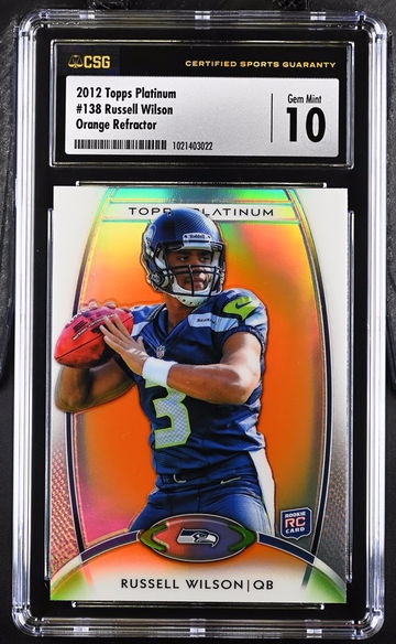 Russell Wilson Rookie Topps Platinum Orange Refractor CSG 10