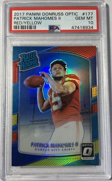 2017 Panini Donruss Optic Patrick Mahomes II Red/Yellow Rated Rookie PSA 10 GEM MT