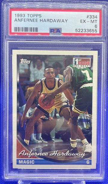 1993 TOPPS ANFERNEE HARDAWAY RC #334 PSA 6 EX-MT PENNY ORLANDO MAGIC