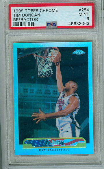 Tim Duncan 1999 Topps Chrome USA Refractor PSA 9