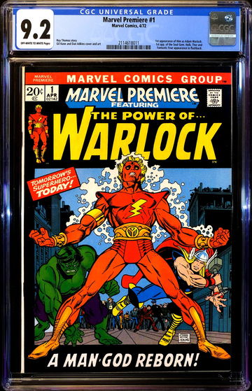 MARVEL PREMIERE #1 🔥 1st appearance HIM as ADAM WARLOCK 🔥 CGC 9.2 - WHITE Page