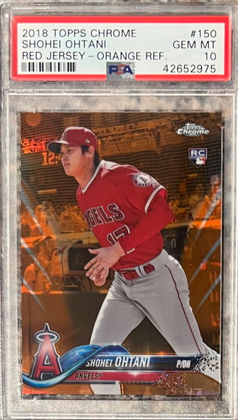2018 Topps Chrome Shohei Ohtani Red Jersey Orange Refractor PSA 10