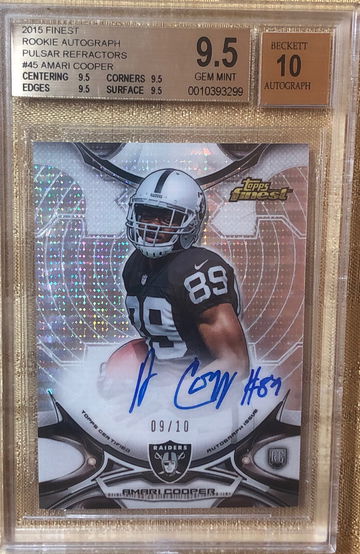 2015 Topps Finest Amari Cooper Rookie Autographs Pulsar Refractor #9/10 BGS 9.5 True Gem Mint 