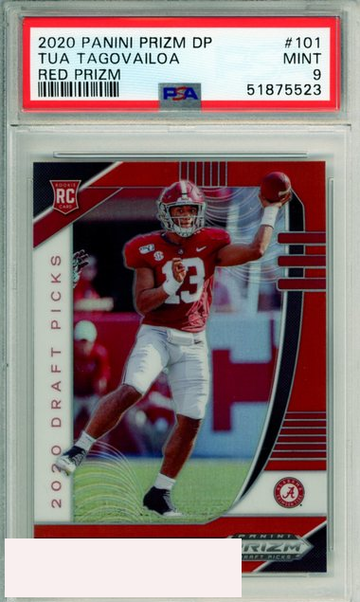 2020 PANINI PRIZM DRAFT PICKS TUA TAGOVAILOA #101 RED PRIZM ROOKIE RC PSA 9 MINT