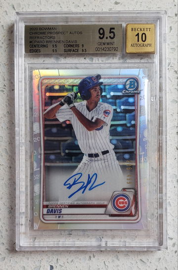 2020 Bowman Chrome Refractor Auto /499 Brennen Davis BGS 9.5 GEM MINT
