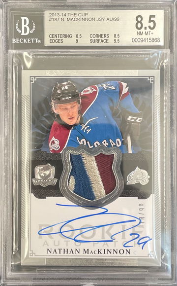 Nathan Mackinnon 2013-14 UD The Cup #187 Auto Rookie Patch 3 CLR /99 RC BGS 8.5 +
