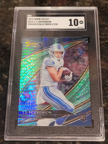 2019 TJ Hockenson Select Field Level Dragon Scale PRIZM #/88 (SGC 10)