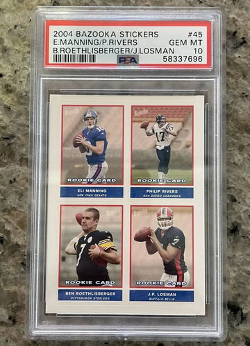 2004 BAZOOKA STICKERS E.MANNING/P. RIVERS B.ROETHLISBERGER/J.LOSMAN