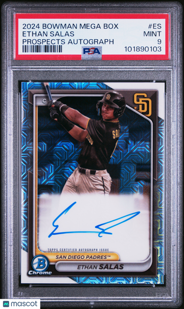 2024 Bowman Mega Box Chrome Bowman Prospect Mega Autographs Ethan Salas #ES Prospects PSA 9