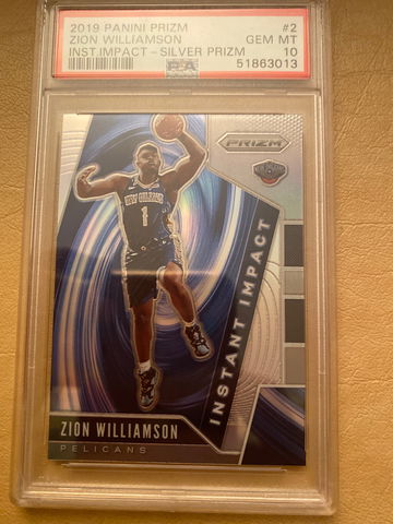 2019 Panini Prizm Zion Williamson Inst. Impact - Silver Prizm #2 PSA 10