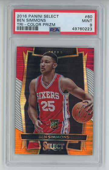 2016 Select 60 BEN SIMMONS Tri Color Prizm PSA 9 (POP 18) *Was BGS 9.5 True Gem*