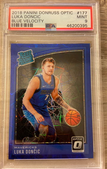 2018-19 PANINI OPTIC Blue Velocity #177 Rookie LUKA DONCIC PSA 10