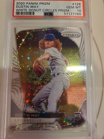 2020 Panini Prizm Dustin May White Donut Circle Rookie Prizm #/5 PSA 10 Gem Pop1