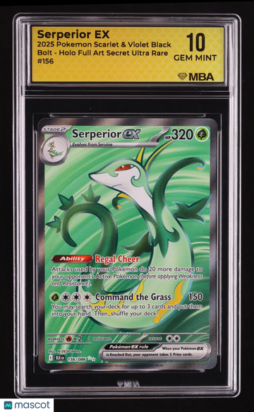 2025 Pokemon Scarlet & Violet Black Bolt Serperior Holo MBA 10 #156