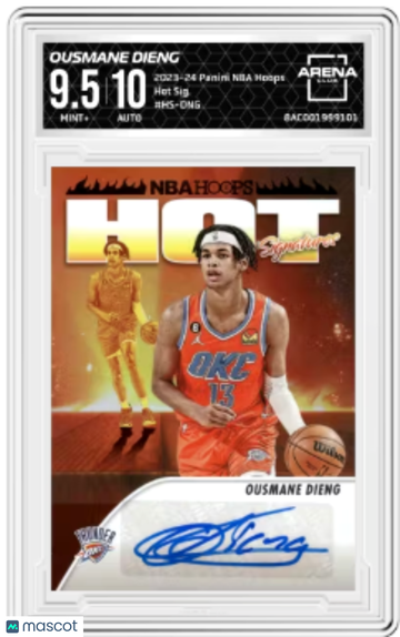2023-24 Panini NBA Hoops Ousmane Dieng #HS-DNG Hot Signatures Arena Club 9.5 Auto 10
