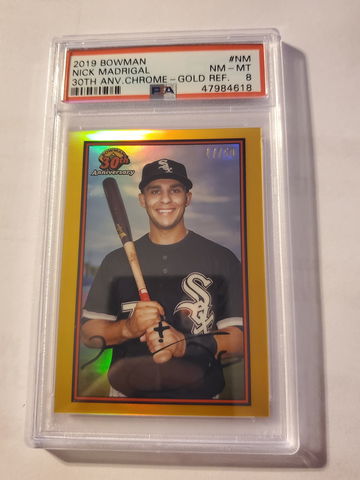 Nick Madrigal 2019 Bowman 30th Gold Refractor PSA 8
