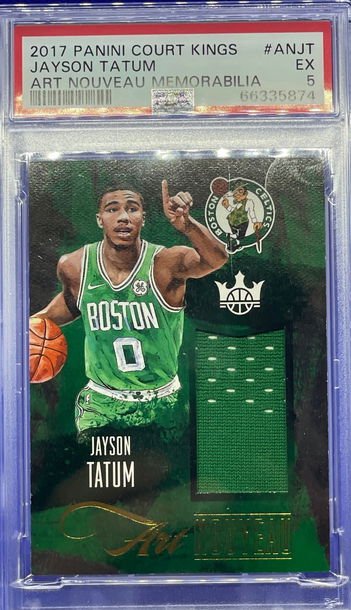 2017-18 Panini Court Kings Jayson Tatum RC Art Nouveau Memorabilia Jersey PSA 5 EX