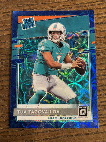2020 Donruss Optic Tua Tagovailoa Blue Scope Prizm Rookie RC #152