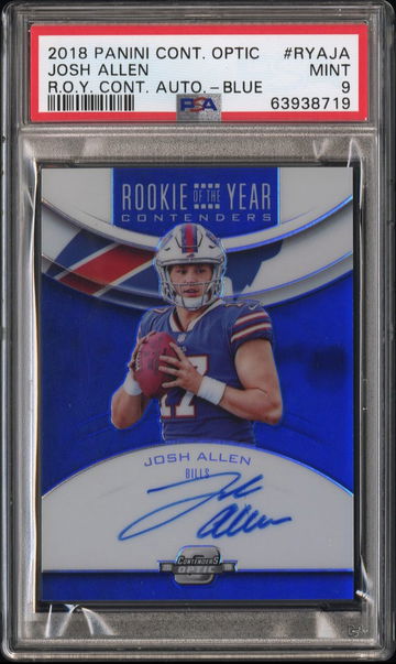 2018 Panini Contenders Optic Josh Allen Blue ROY /25 RC Rookie AUTO PSA 9