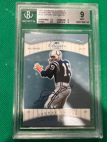 2001 donruss classics Johnny Unitas auto /125 bgs 9 10 auto