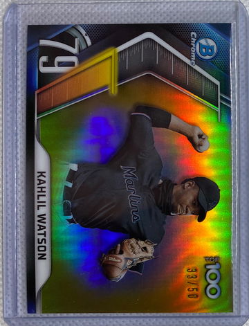 Khalil Watson 2022 Bowman Chrome Top 100 Gold Refractor #’d 33 / 50 MINT + 