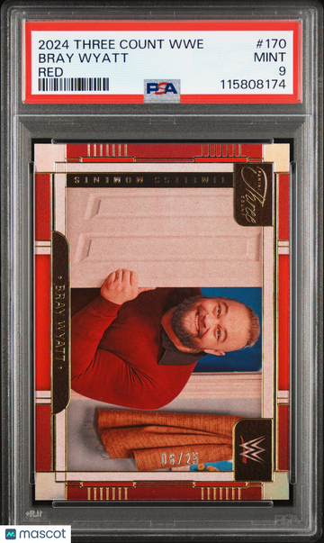 2024 Panini Three Count WWE Bray Wyatt #170 Red /25 PSA 9