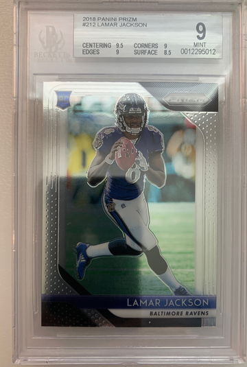 LAMAR JACKSON 2018 PANINI PRIZM ROOKIE BGS 9 MINT