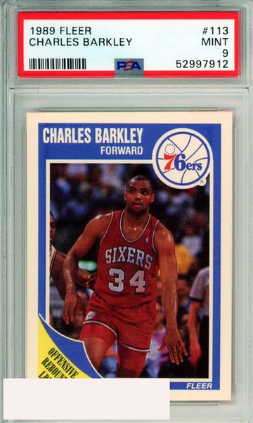 1989 FLEER CHARLES BARKLEY #113 HOF PHILADELPHIA 76ERS PSA 9 MINT